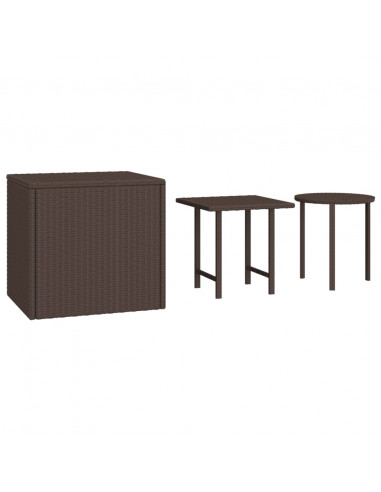 Tavolini 3 pz Marroni in Polyrattan