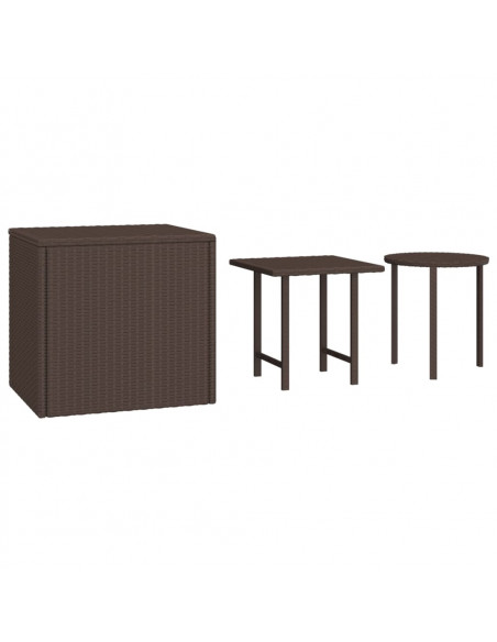 Tavolini 3 pz Marroni in Polyrattan