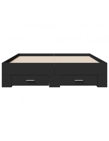 Giroletto con Cassetti Nero 120x190 cm in Legno Multistrato