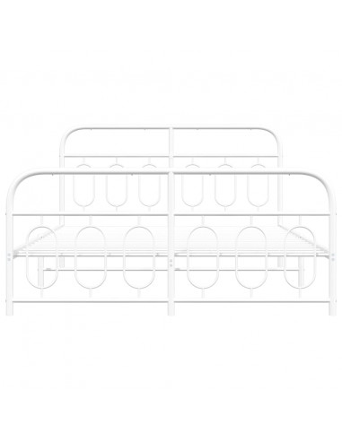 Giroletto con Testiera e Pediera Metallo Bianco 135x190 cm