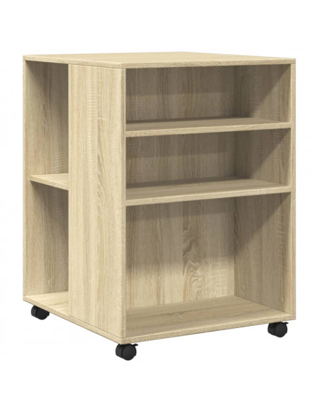 Tavolino con Ruote Rovere Sonoma 55x60x78 cm in Truciolato