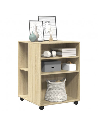 Tavolino con Ruote Rovere Sonoma 55x60x78 cm in Truciolato