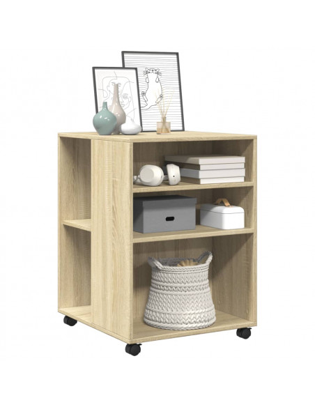 Tavolino con Ruote Rovere Sonoma 55x60x78 cm in Truciolato