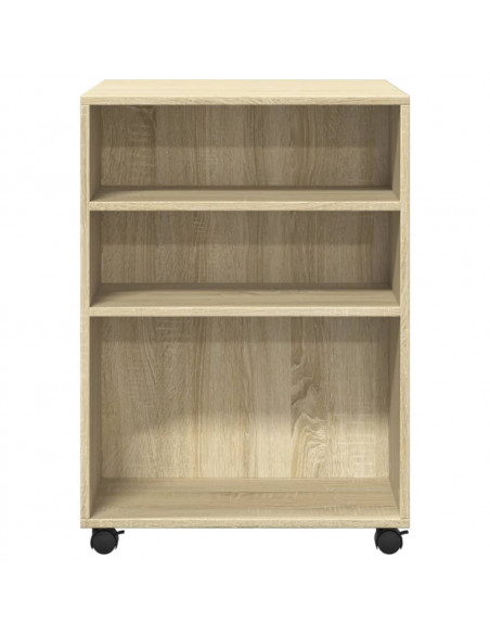 Tavolino con Ruote Rovere Sonoma 55x60x78 cm in Truciolato