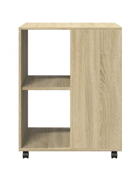 Tavolino con Ruote Rovere Sonoma 55x60x78 cm in Truciolato