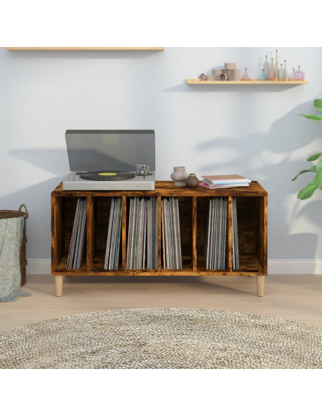 Mobile Porta Dischi Rovere Fumo 100x38x48 cm Legno Multistrato