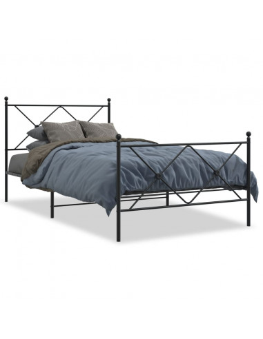 Giroletto con Testiera e Pediera Metallo Nero 107x203 cm