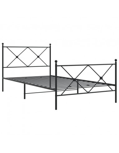 Giroletto con Testiera e Pediera Metallo Nero 107x203 cm