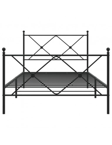 Giroletto con Testiera e Pediera Metallo Nero 107x203 cm