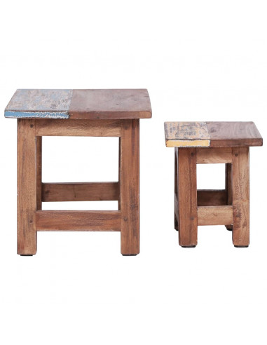 Tavolini Impilabili 2 pz in Legno Massello di Recupero