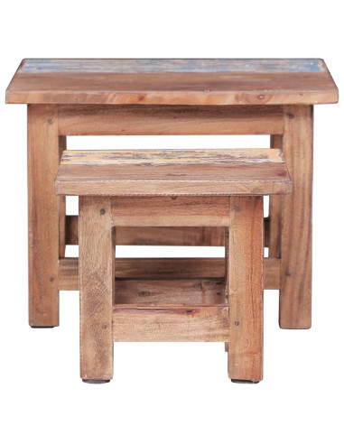 Tavolini Impilabili 2 pz in Legno Massello di Recupero