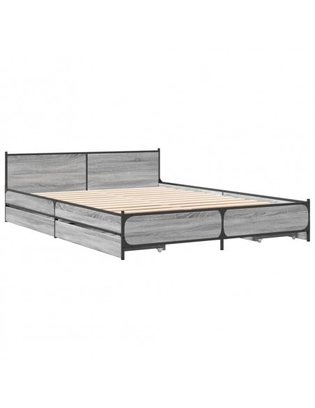 Giroletto Cassetti Grigio Sonoma 140x200 cm Legno Multistrato