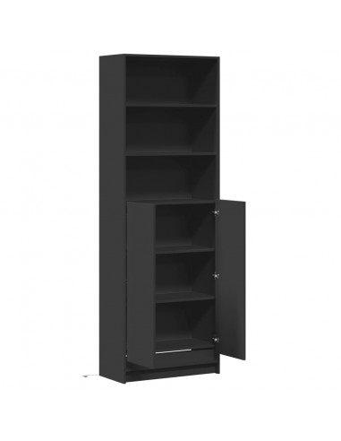 Credenza con LED Nera 69x32,5x200 cm in Truciolato