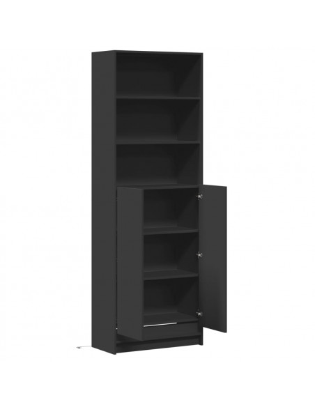 Credenza con LED Nera 69x32,5x200 cm in Truciolato