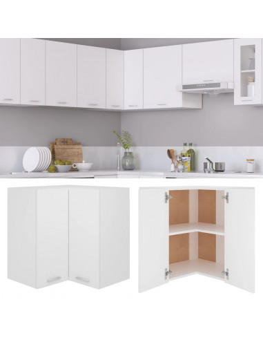 Pensile Angolare Bianco 57x57x60 cm in Legno Multistrato