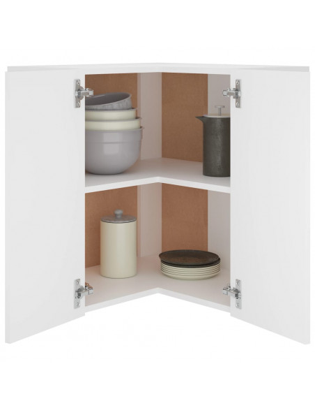 Pensile Angolare Bianco 57x57x60 cm in Legno Multistrato
