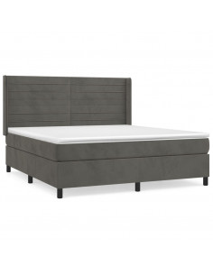 Giroletto a Molle con Materasso Grigio Scuro 180x200 cm Velluto 2