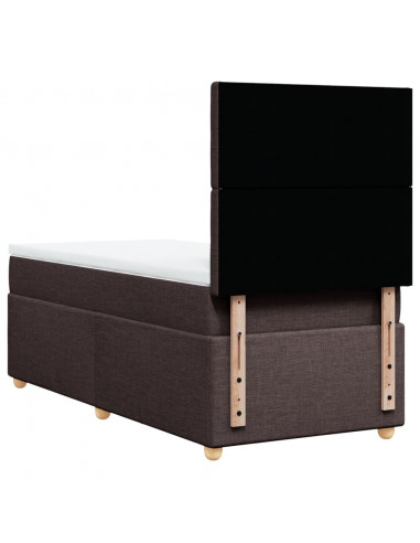 Giroletto a Molle con Materasso Marrone Scuro 90x190cm Tessuto