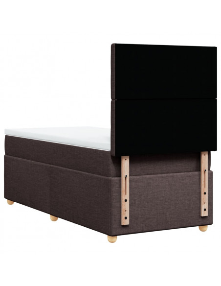 Giroletto a Molle con Materasso Marrone Scuro 90x190cm Tessuto