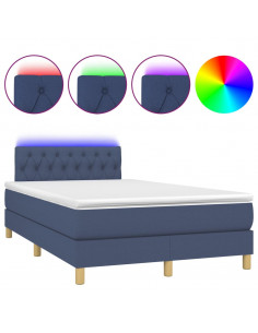 Letto a Molle con Materasso e LED Blu 120x200cm in Tessuto 2