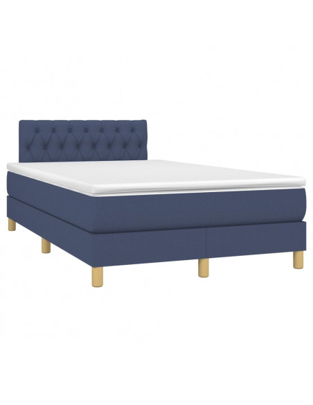 Letto a Molle con Materasso e LED Blu 120x200cm in Tessuto