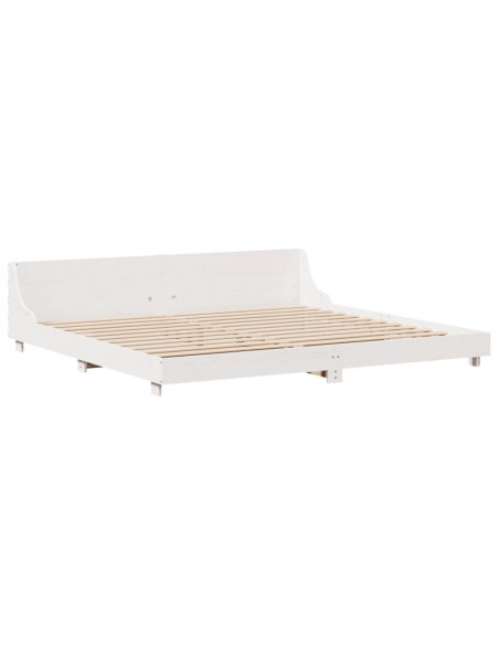 Giroletto con Testiera Bianco 200x200 cm Legno Massello di Pino