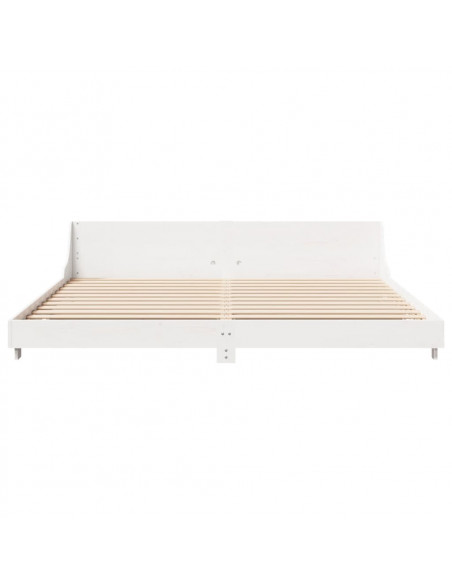 Giroletto con Testiera Bianco 200x200 cm Legno Massello di Pino
