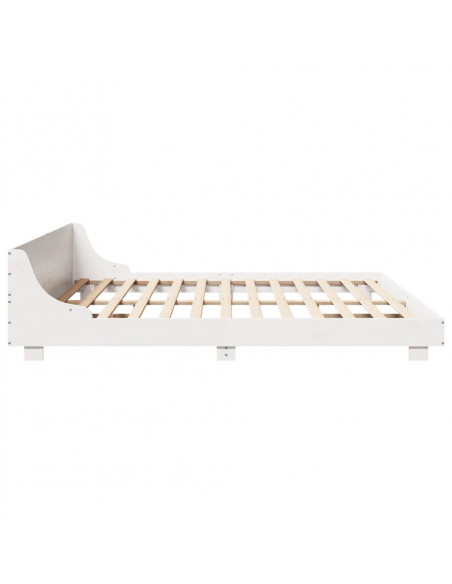 Giroletto con Testiera Bianco 200x200 cm Legno Massello di Pino