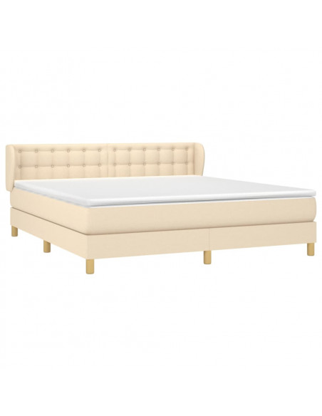 Giroletto a Molle con Materasso Crema 160x200 cm in Tessuto