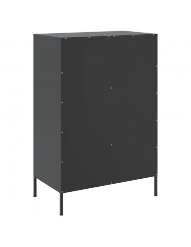 Credenza Nera 68x39x101,5 cm in Acciaio Laminato a Freddo
