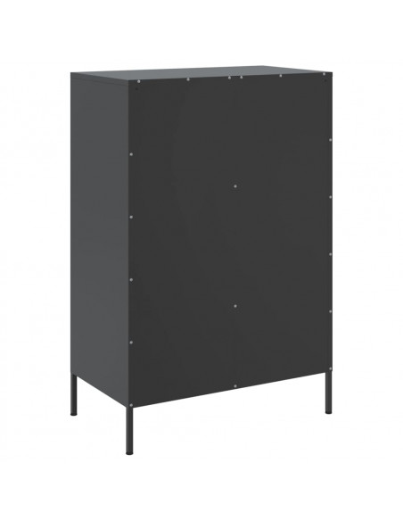 Credenza Nera 68x39x101,5 cm in Acciaio Laminato a Freddo