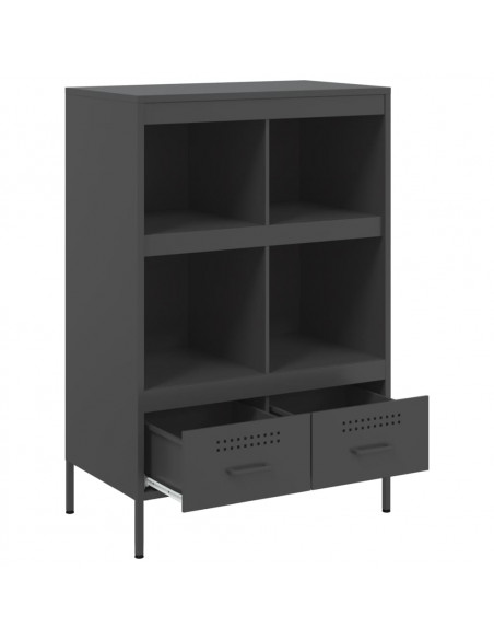 Credenza Nera 68x39x101,5 cm in Acciaio Laminato a Freddo