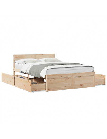 Giroletto con Cassetti 135x190 cm in Legno Massello di Pino