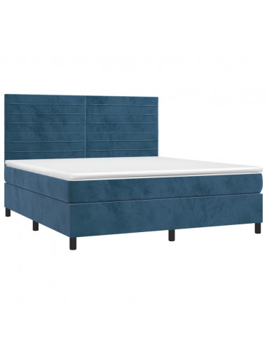 Giroletto a Molle con Materasso Blu Scuro 180x200 cm in Velluto