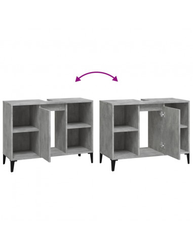 Mobile Lavabo Grigio Cemento 80x33x60 cm in Legno Multistrato