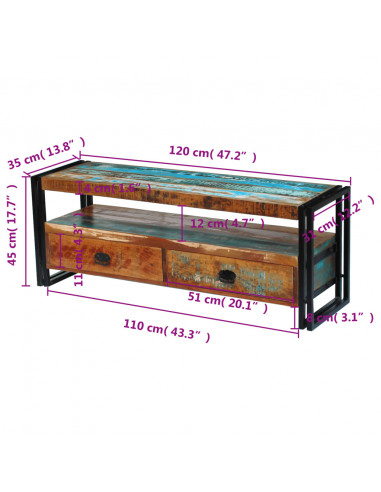 Mobile Porta TV in Legno Massello di Recupero