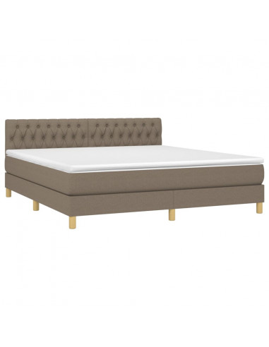 Letto a Molle con Materasso e LED Tortora 180x200 cm in Tessuto