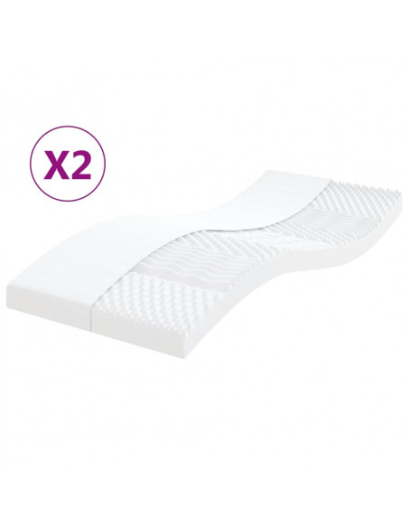 Materassi in Schiuma 2pz Bianchi 90x200cm 7 Zone Durezza 20 ILD
