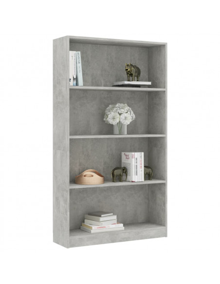 Libreria 4 Ripiani Grigio Cemento 80x24x142cm Legno Multistrato