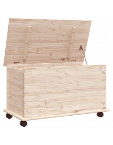 Cassapanca con Ruote ALTA 73x39,5x44 cm Legno Massello di Pino
