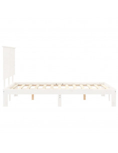 Giroletto con Testiera Bianco 140x200 cm in Legno Massello 2