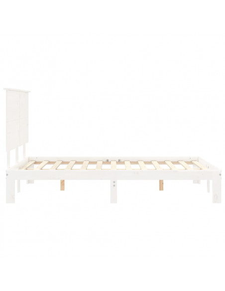 Giroletto con Testiera Bianco 140x200 cm in Legno Massello