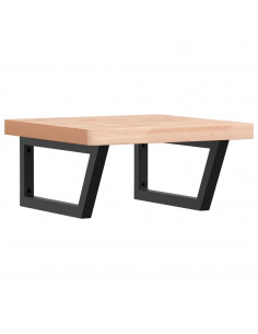 Ripiano a Parete per Lavabo in Acciaio e Massello di Faggio 2