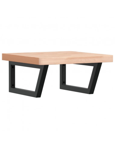 Ripiano a Parete per Lavabo in Acciaio e Massello di Faggio