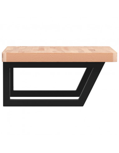 Ripiano a Parete per Lavabo in Acciaio e Massello di Faggio