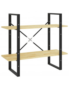 Libreria a 2 Ripiani 80x30x70 cm in Legno Massello di Pino 2