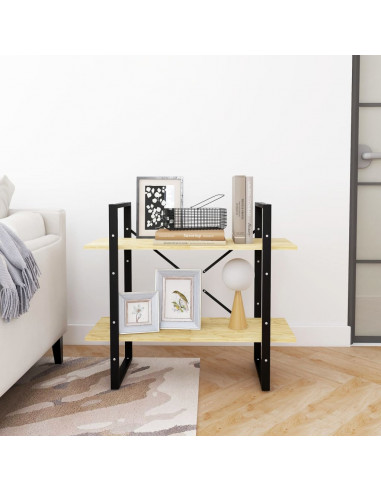 Libreria a 2 Ripiani 80x30x70 cm in Legno Massello di Pino