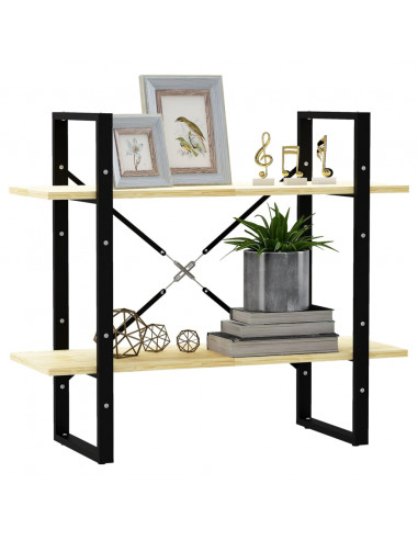 Libreria a 2 Ripiani 80x30x70 cm in Legno Massello di Pino