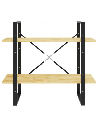 Libreria a 2 Ripiani 80x30x70 cm in Legno Massello di Pino