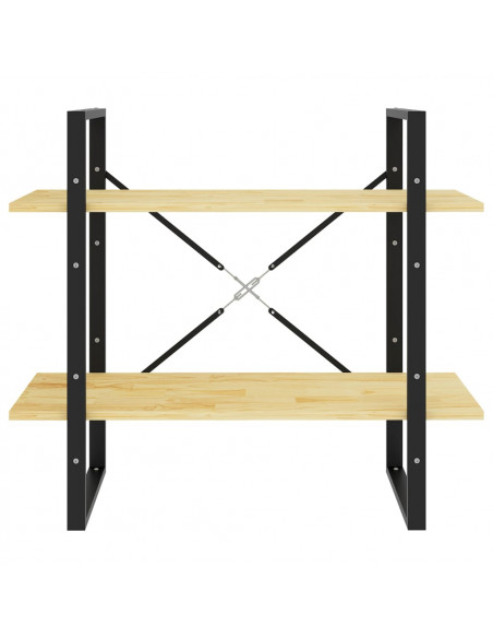 Libreria a 2 Ripiani 80x30x70 cm in Legno Massello di Pino